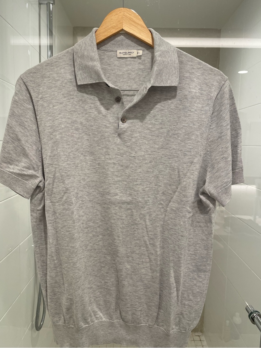 NEW Suitsupply Cotton Silk Gray Short-Sleeve Polo (SOLD OUT)
